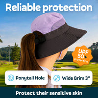 Sun Protection Hat for Kids with UPF 50+ - Safety Headgear - Navigator Ponytail Kids Series