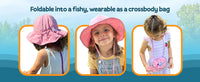 Sun Protection Hat for Kids with UPF 50+ - Safety Headgear - Ariel Foldable, Water-resistant, Adjustable Hat Fish Design