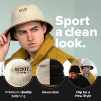 Flip Reversible Bucket Hat with Hidden Pocket & Removable Strap | Unisex Packable Sun Hat