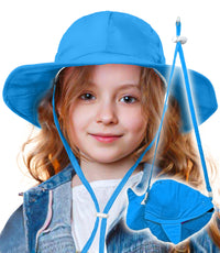 Sun Protection Hat for Kids with UPF 50+ - Safety Headgear - Ariel Foldable, Water-resistant, Adjustable Hat Fish Design