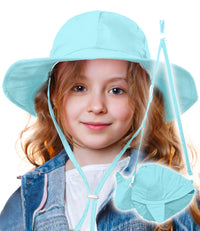 Sun Protection Hat for Kids with UPF 50+ - Safety Headgear - Ariel Foldable, Water-resistant, Adjustable Hat Fish Design