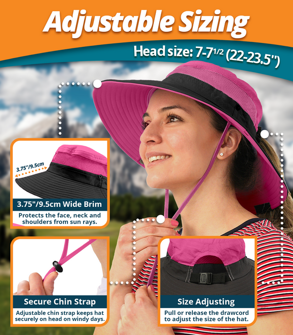 Navigator Ponytail Series Sun Protection Hat with UPF 50+ - Women Bucket Hats with UV Protection for Hiking Beach Hats