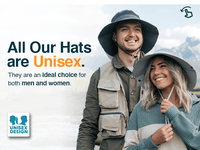 Man and woman in GearTOP sun hats, hiking outdoors, highlighting unisex design perfect for both men and women on any adventure.