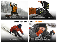 GearTop reflective glove liners deliver lightweight warmth and touchscreen convenience for skiing, snowboarding, snowmobiling, and tobogganing in winter conditions.
