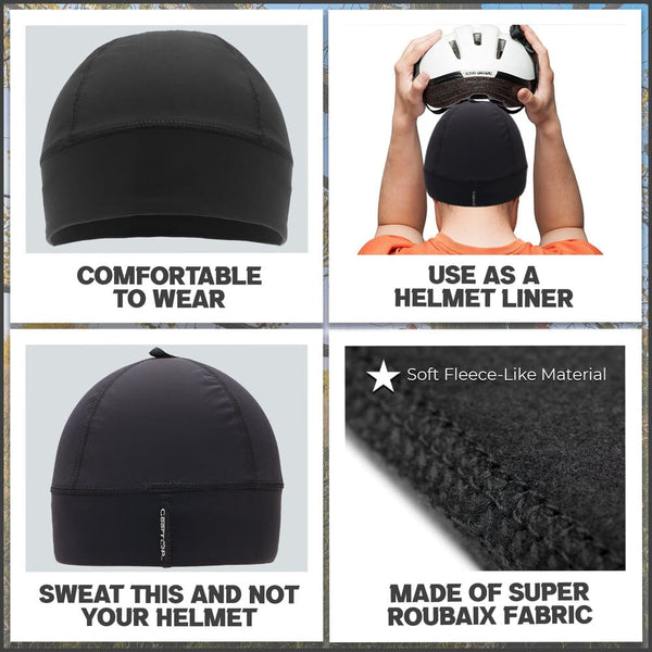 Cool Black Skull Cap Helmet Liner Running Beanie