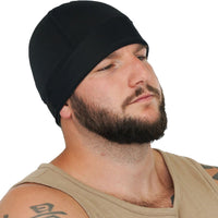 Cool Black Skull Cap Helmet Liner Running Beanie