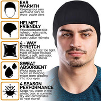 Black Skull Cap Helmet Liner Running Beanie