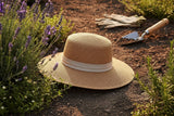 UPF gardening sun hat with neck coverage in garden