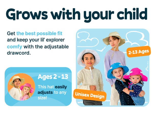 Sun Protection Hat for Kids with UPF 50+ - Safety Headgear - Traveler Series