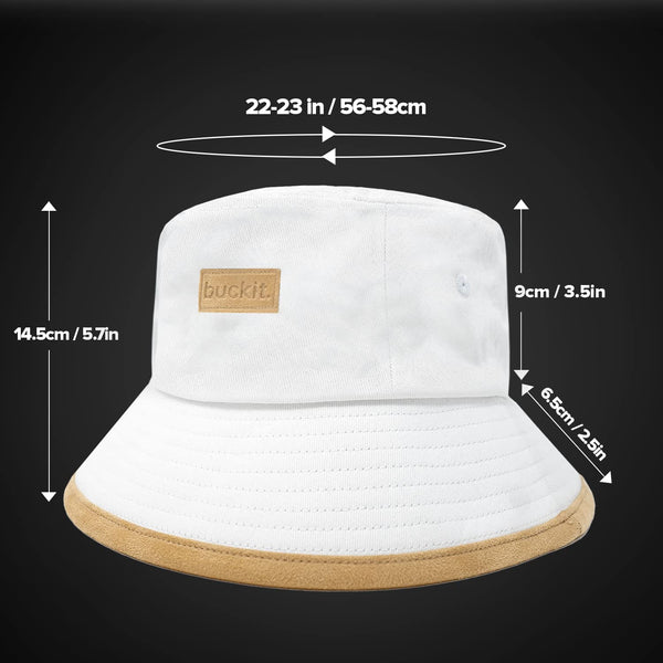 Suede Bucket Hat for Men & Women – Packable Wide Brim Sun Hat with Hidden Pocket & Removable Strap