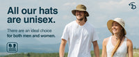 Men and women wearing the GearTOP Floater Series waterproof wide brim sun hat designed with UPF 50+ protection and a comfortable unisex fit for outdoor adventures.