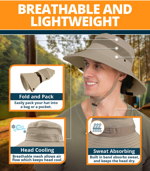 GearTop Navigator Series lightweight sun hat with breathable mesh ventilation, sweat-absorbing band, and packable design for cool, comfortable all-day outdoor wear.