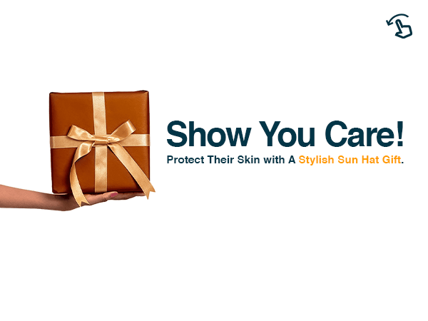 Gift box with ribbon and message to protect their skin with a stylish GearTOP sun hat—perfect sun-safe gift for any occasion.