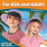 Family photo of adult and child in matching lavender GearTOP sun hats, designed for UPF 50+ protection and all-day comfort.