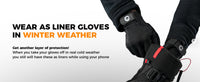 GearTop Touch Screen Running Gloves worn as lightweight liner gloves under winter gloves, providing extra warmth while keeping touchscreen functionality for cold-weather running and outdoor activities.