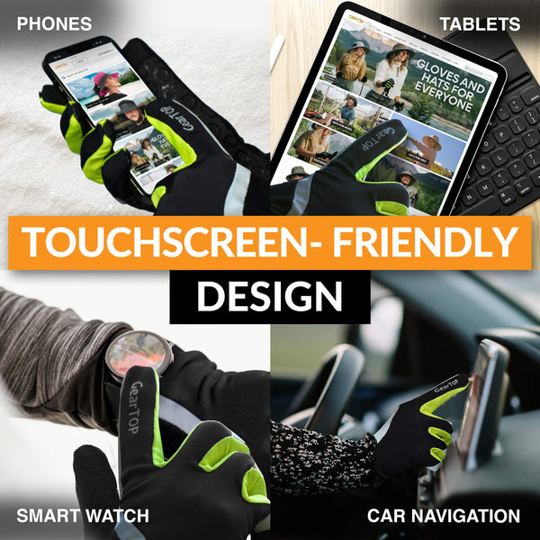 GearTop touchscreen running gloves allow easy use of smartphones, tablets, smartwatches, and car navigation systems without removing your gloves.