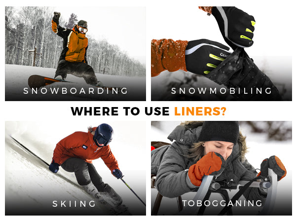GearTop reflective glove liners deliver lightweight warmth and touchscreen convenience for skiing, snowboarding, snowmobiling, and tobogganing in winter conditions.