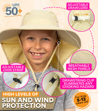  GearTOP Sun Hats for Kids, Girls Sun Hat, Kids Sun Hat for Boys,  Kids Beach Hats, Toddler Sun Hat for Children Ages 5-13 Beige : Sports &  Outdoors