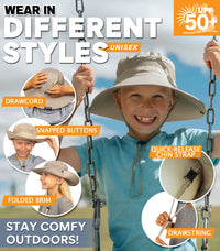  GearTOP UPF 50+ Wide Brim Sun Hat for Hiking, Camping, Fishing,  Safari Khaki & Wide Brim Sun Hat Kids Bucket Hat Army Green Bundle : Sports  & Outdoors