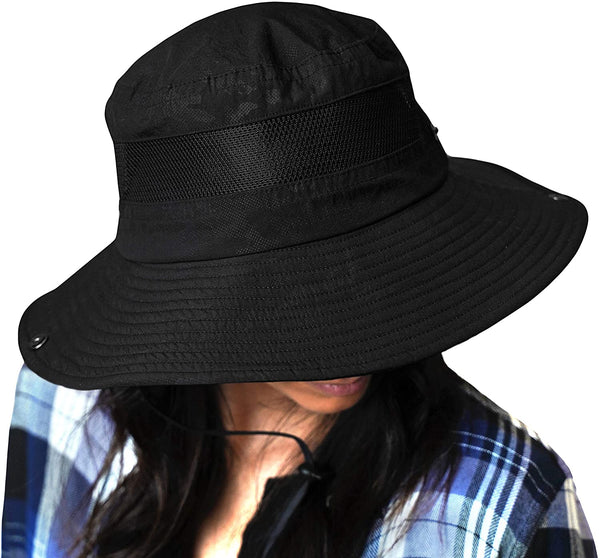 GearTOP Fishing Hats for Men and Women Sun Protection, Camping Hat Bucket  Hat with Strings Black 