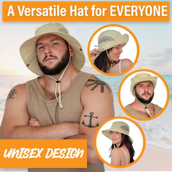 GearTOP Floater Series waterproof UPF 50+ sun protection hat designed for both men and women with an adjustable fit, breathable mesh panels, and wide brim coverage.